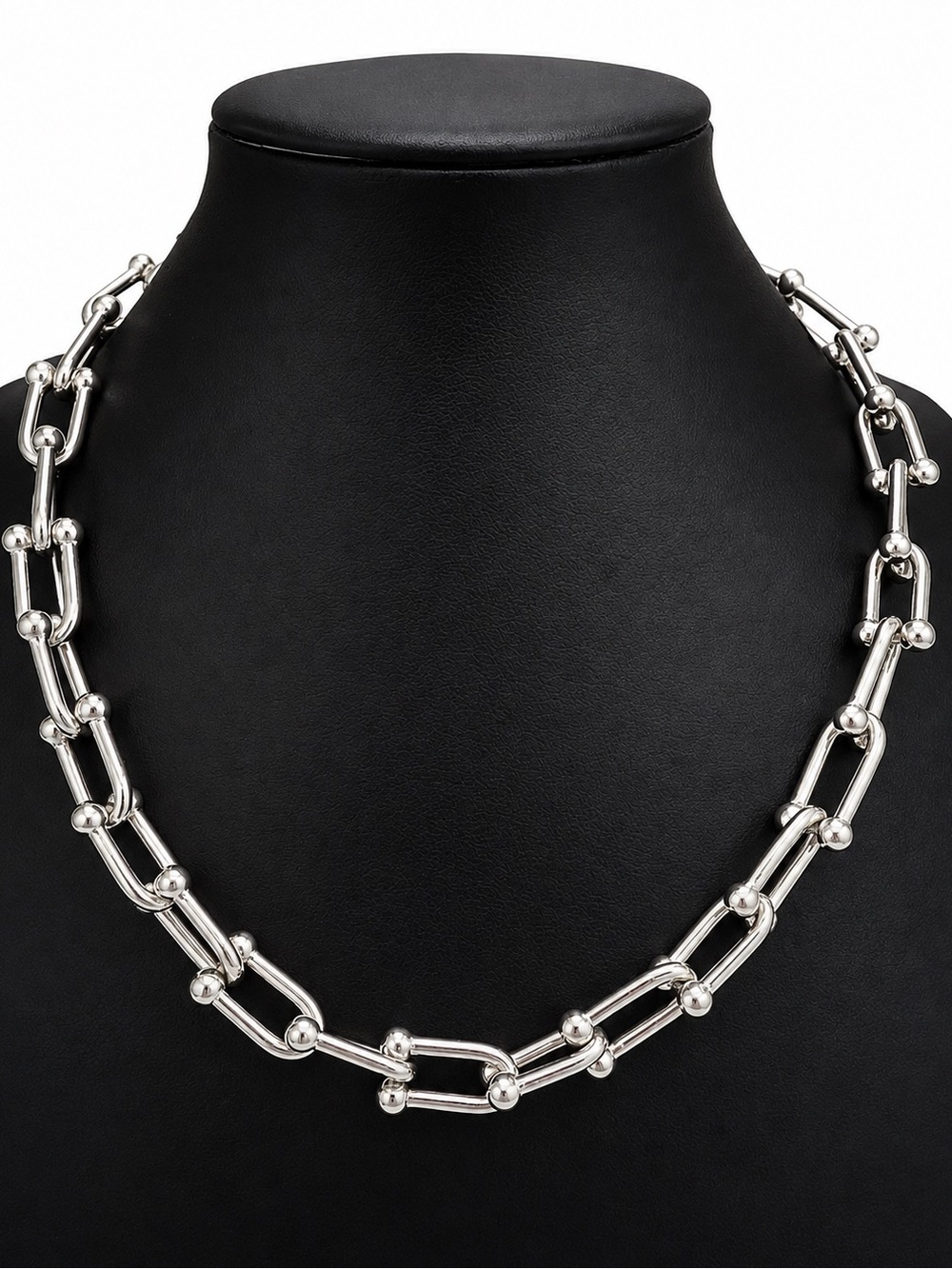 Dyadema Italy Silver Plated Bronze Graduated Link Necklace 18” Toggle Clasp